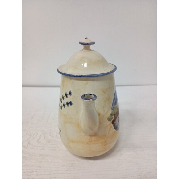 Vintage F. Main Pottery Porcelain Tea Pot Hand Made Cottagecore Country Signed - Picture 8 of 13